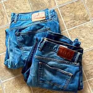 Lucky Brand 181 Relaxed Straight Leg 221 Original Jeans Blue Mens 36x32 Lot 2